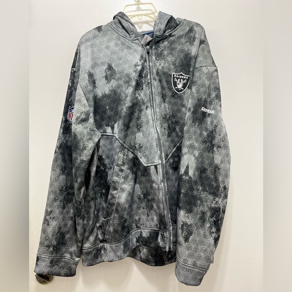 Reebok NFL LAS VEGAS RAIDERS V-Neck Warm-Up Pullover, Men's Size L unclear black type Vintage Second Hand